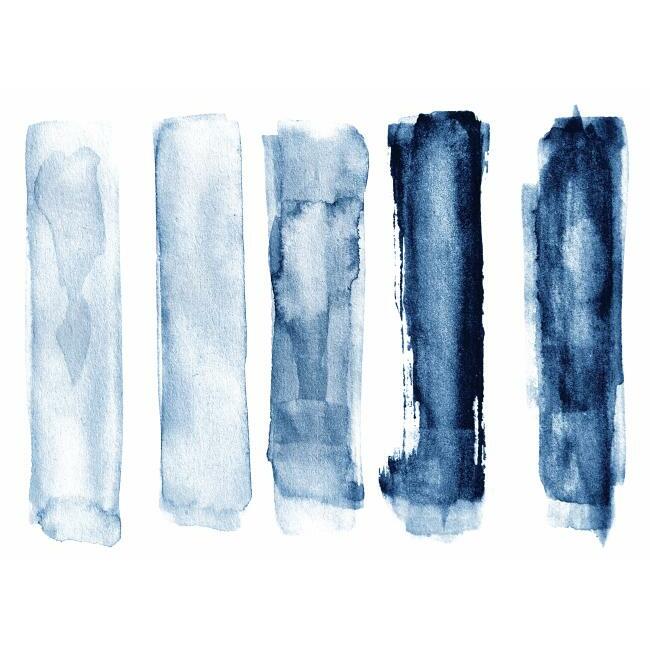 Blue Watercolor Brush Strokes Peel and Stick Giant Wall Decals Wall Decals RoomMates   