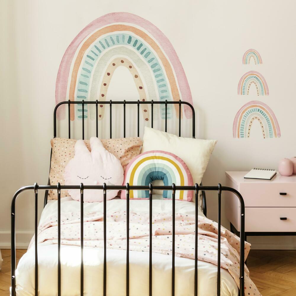 Watercolor Rainbow Peel and Stick Giant Wall Decal Wall Decals RoomMates   