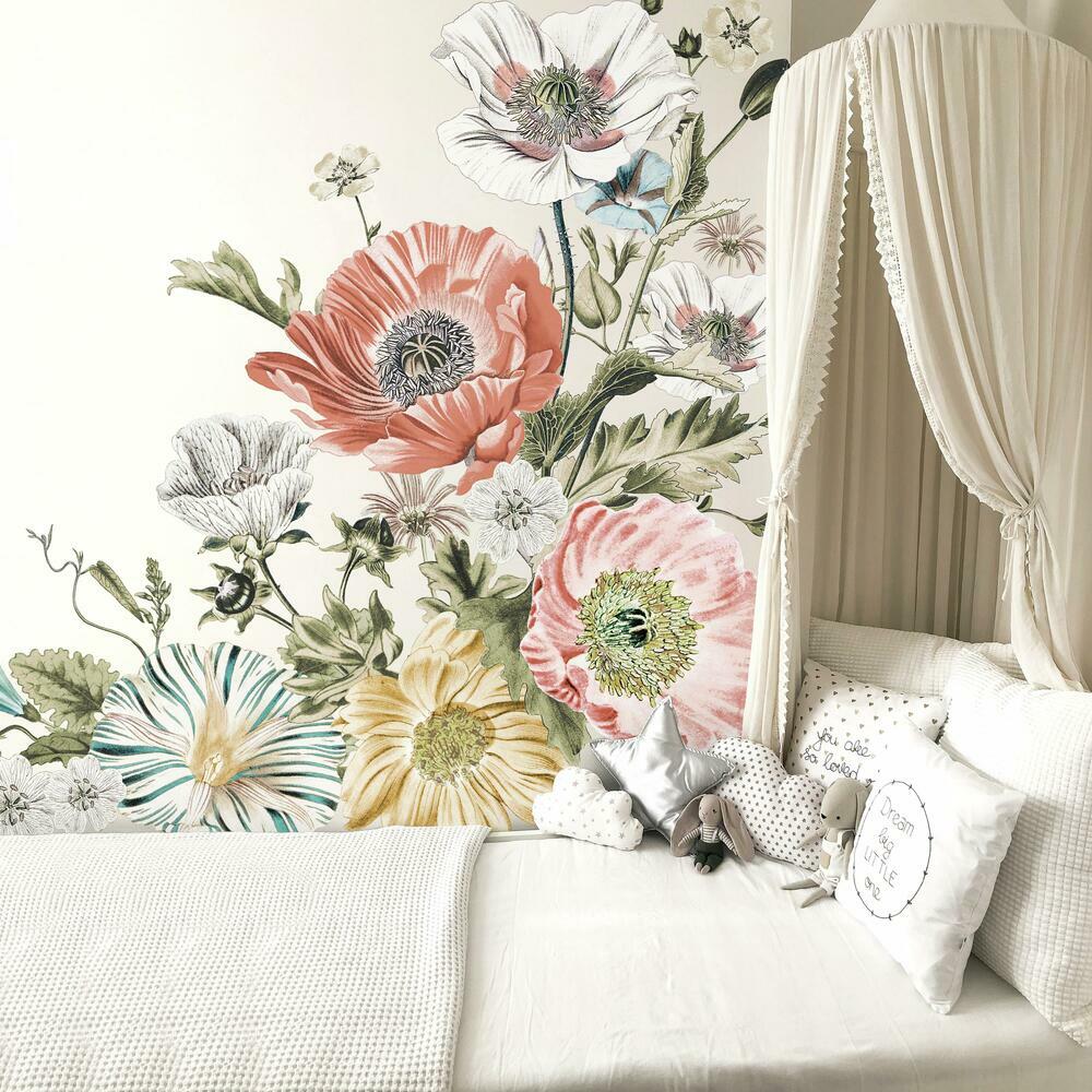 Vintage Poppy Floral Peel and Stick Giant Wall Decals Wall Decals RoomMates   