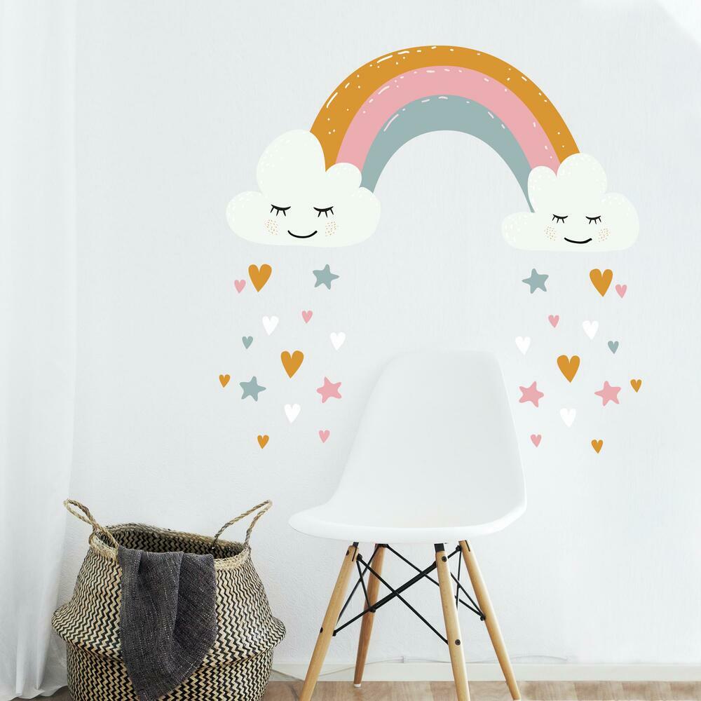 Rainbow and Hearts Peel and Stick Giant Wall Decals Wall Decals RoomMates   