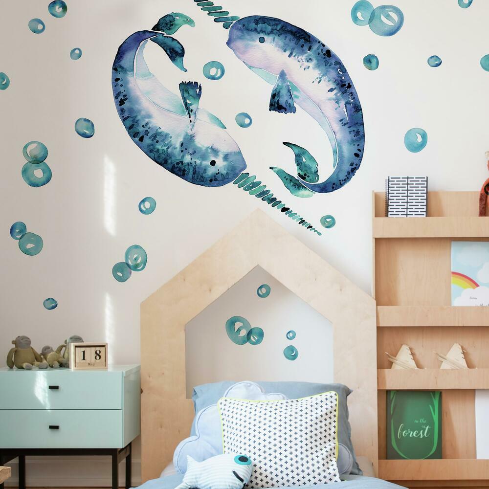 Catcoq Narwhal Giant Peel and Stick Wall Decals Wall Decals RoomMates   