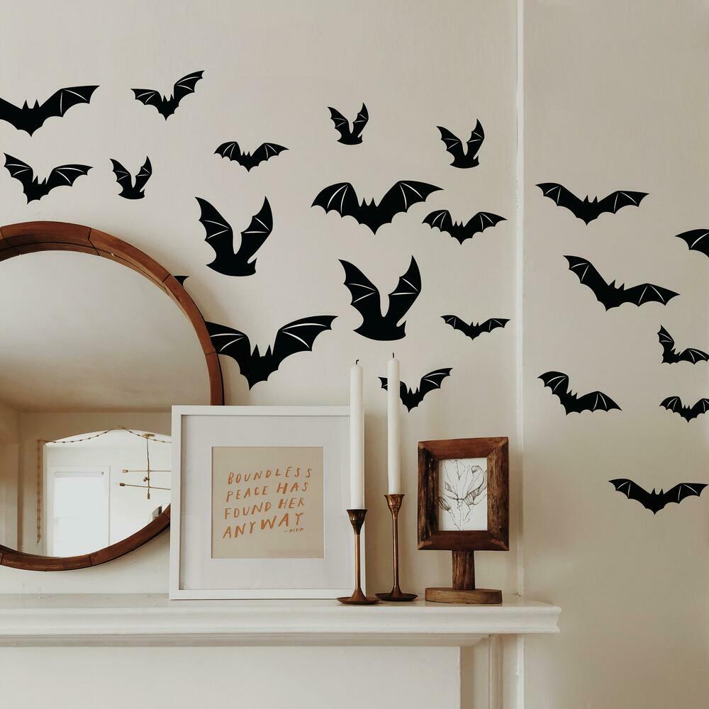 Halloween Black Bats Peel and Stick Wall Decals Wall Decals RoomMates   