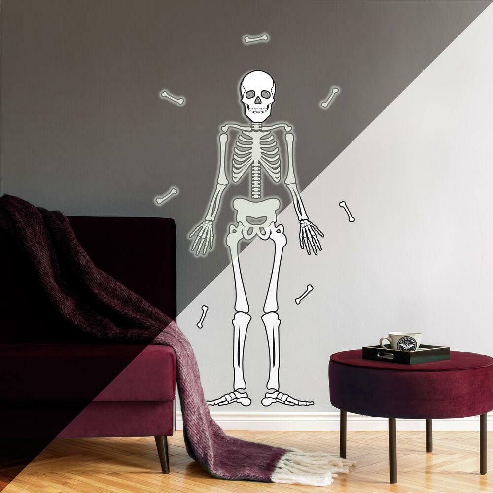 Skeleton Glow in the Dark Peel and Stick Giant Wall Decals Wall Decals RoomMates   