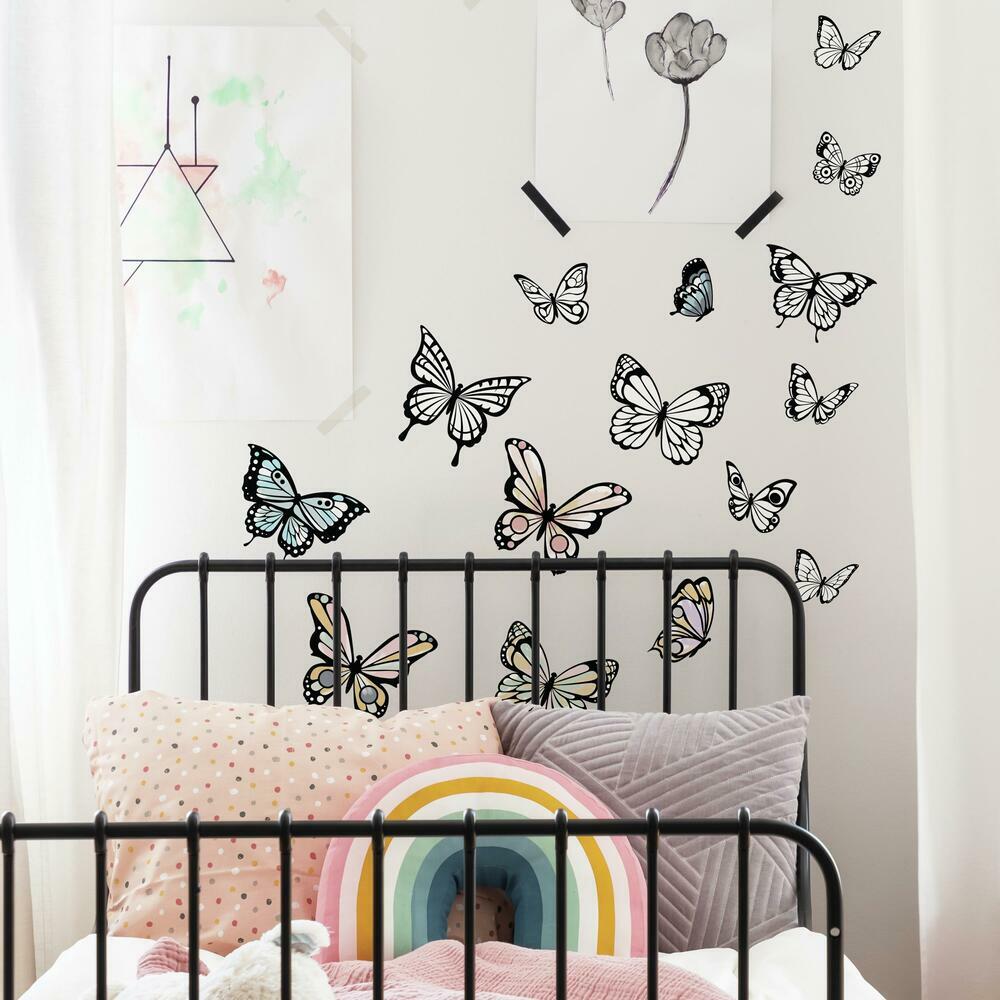 Color Your Own Butterflies Peel and Stick Wall Decals Wall Decals RoomMates   