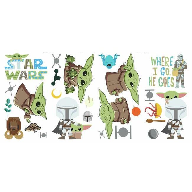 Star Wars The Mandalorian Grogu Illustrated Peel and Stick Wall Decals Wall Decals RoomMates   
