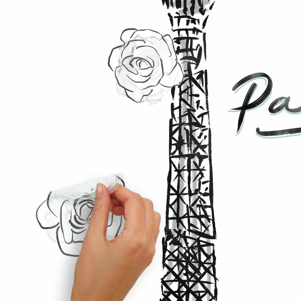 Eiffel Tower Sketch Peel and Stick Giant Wall Decals Wall Decals RoomMates   