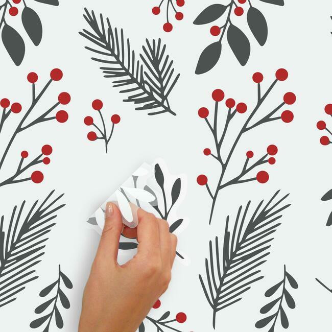 Holly Berries And Twigs Peel And Stick Wall Decals Wall Decals RoomMates   