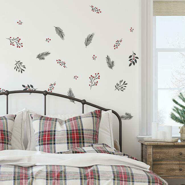 Holly Berries And Twigs Peel And Stick Wall Decals Wall Decals RoomMates   