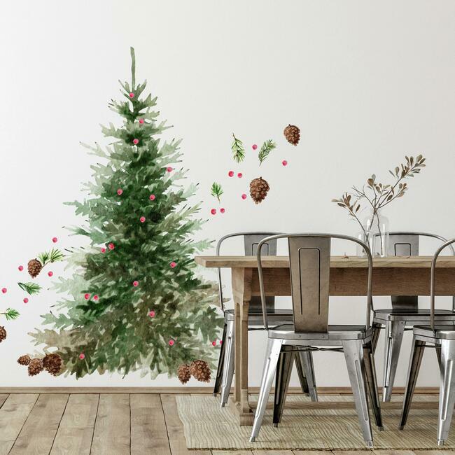 Watercolor Evergreen Peel And Stick Giant Wall Decals Wall Decals RoomMates   