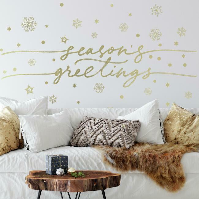 Season's Greetings Peel And Stick Wall Decals With Metallic Ink Wall Decals RoomMates   