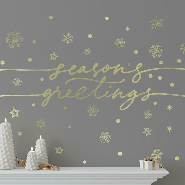 Season's Greetings Peel And Stick Wall Decals With Metallic Ink Wall Decals RoomMates   