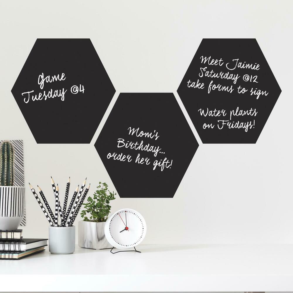 Chalk Hexagon Peel and Stick Wall Decals Wall Decals RoomMates   