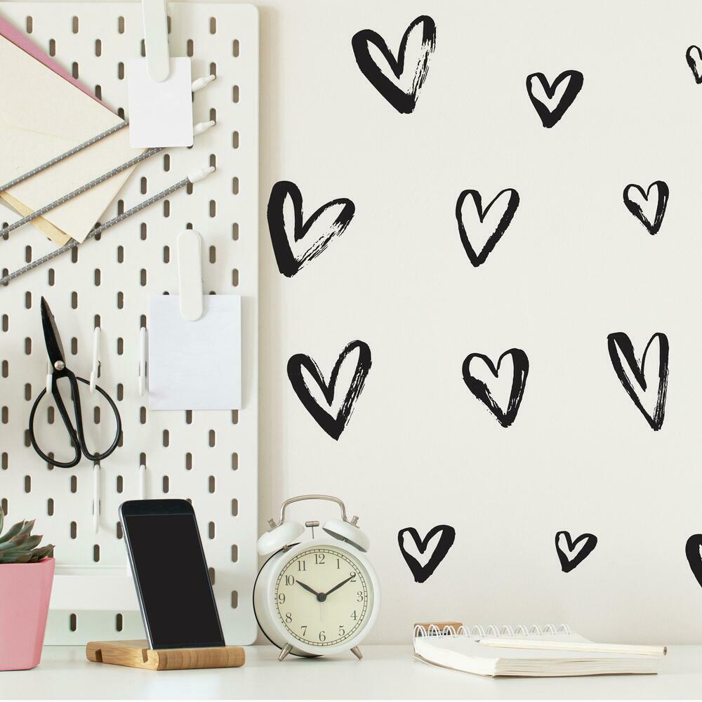 Sketchy Hearts Peel and Stick Wall Decals Wall Decals RoomMates   