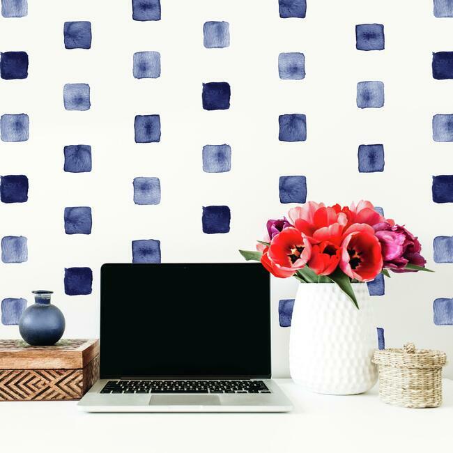 Blue Watercolor Blocks Peel and Stick Wall Decals Wall Decals RoomMates   