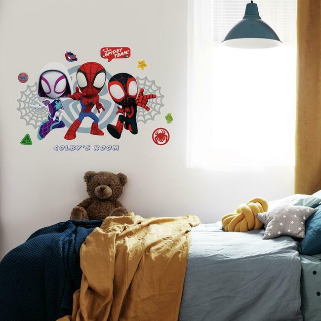 Spidey And His Amazing Friends Headboard Peel And Stick Giant Wall Decal with Alphabet Wall Decals RoomMates   