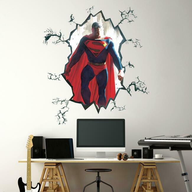Alex Ross Superman Cracked Peel And Stick Giant Wall Decal Wall Decals RoomMates   