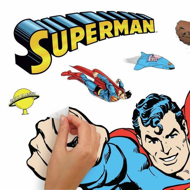 Classic Superman Peel And Stick Giant Wall Decals With Alphabet Wall Decals RoomMates   