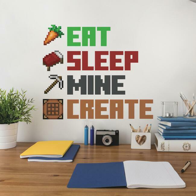 Minecraft Eat Sleep Mine Create Peel And Stick Wall Decals Wall Decals RoomMates   