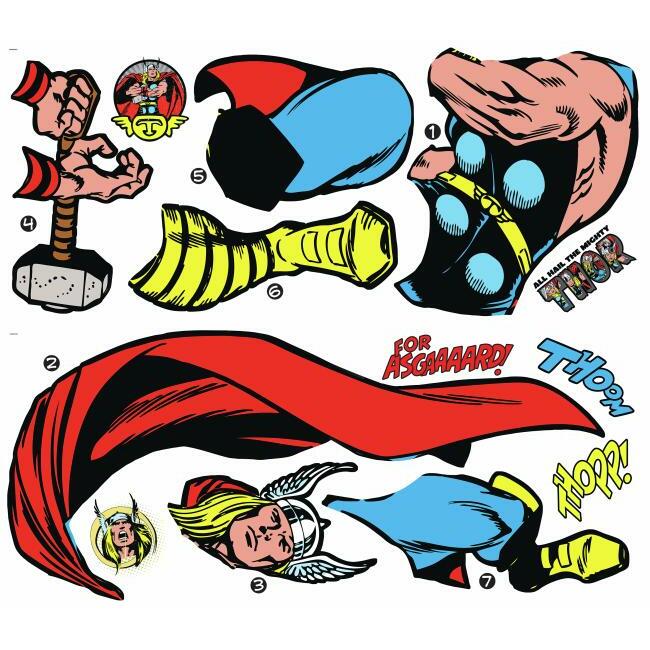 Marvel Classic Thor Comic Peel and Stick Giant Wall Decal Wall Decals RoomMates   