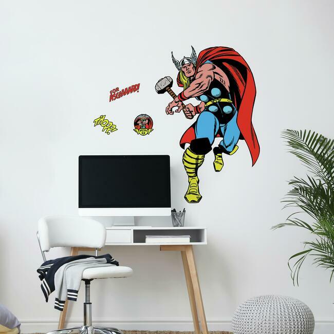 Marvel Classic Thor Comic Peel and Stick Giant Wall Decal Wall Decals RoomMates   