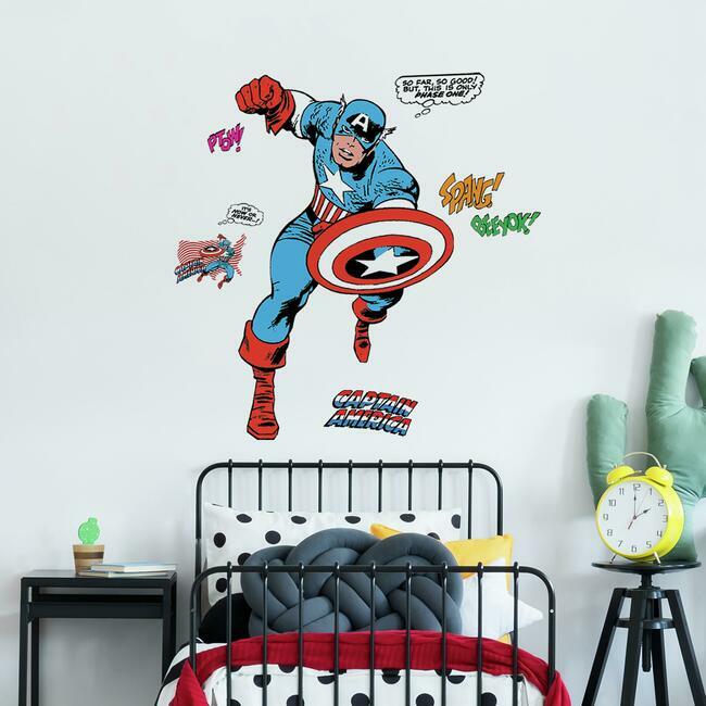 Marvel Classic Captain America Comic Peel and Stick Giant Wall Decal Wall Decals RoomMates   