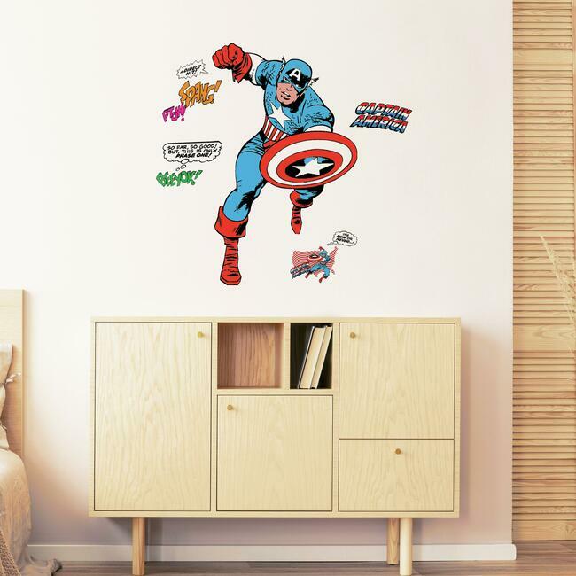 Marvel Classic Captain America Comic Peel and Stick Giant Wall Decal Wall Decals RoomMates   
