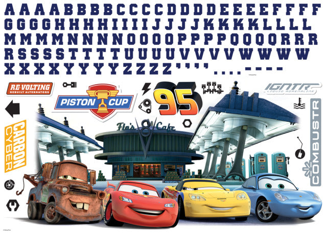 Cars Peel and Stick Giant Wall Decals with Alphabet Wall Decals RoomMates   