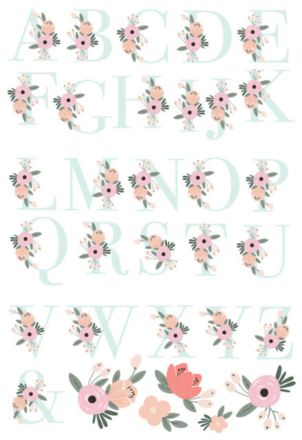 Floral Monogram Peel And Stick Giant Wall Decals Wall Decals RoomMates   
