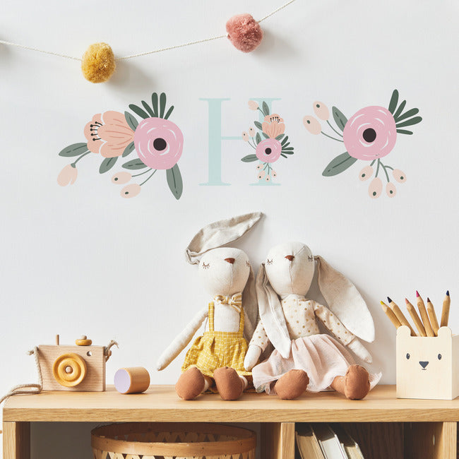 Floral Monogram Peel And Stick Giant Wall Decals Wall Decals RoomMates   