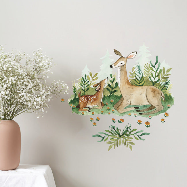 Mama and Baby Woodland Deer Peel and Stick Giant Wall Decals Wall Decals RoomMates   