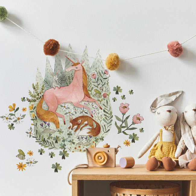 Woodland Magic Unicorn and Fox Peel and Stick Giant Wall Decals Wall Decals RoomMates   
