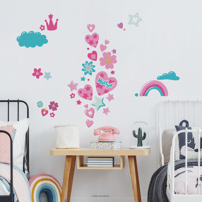 Like Nastya Hearts And Stars Giant Peel & Stick Wall Decals Wall Decals RoomMates   