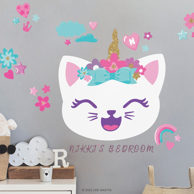 Like Nastya Unicorn Cat Giant Peel & Stick Wall Decals W/Alphabet Wall Decals RoomMates   