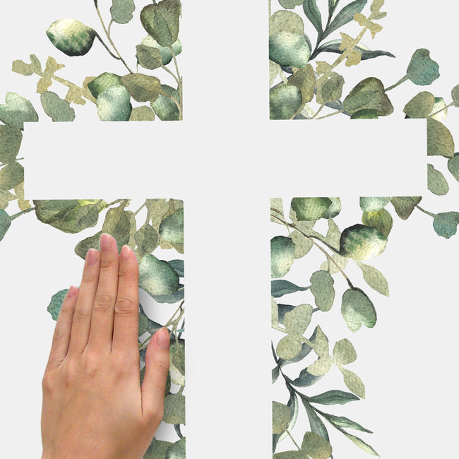 Watercolor Floral Cross Giant Peel & Stick Wall Decals Wall Decals RoomMates   