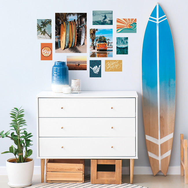 Retro Surf Gallery Poster Kit Giant Peel & Stick Wall Decals Wall Decals RoomMates   