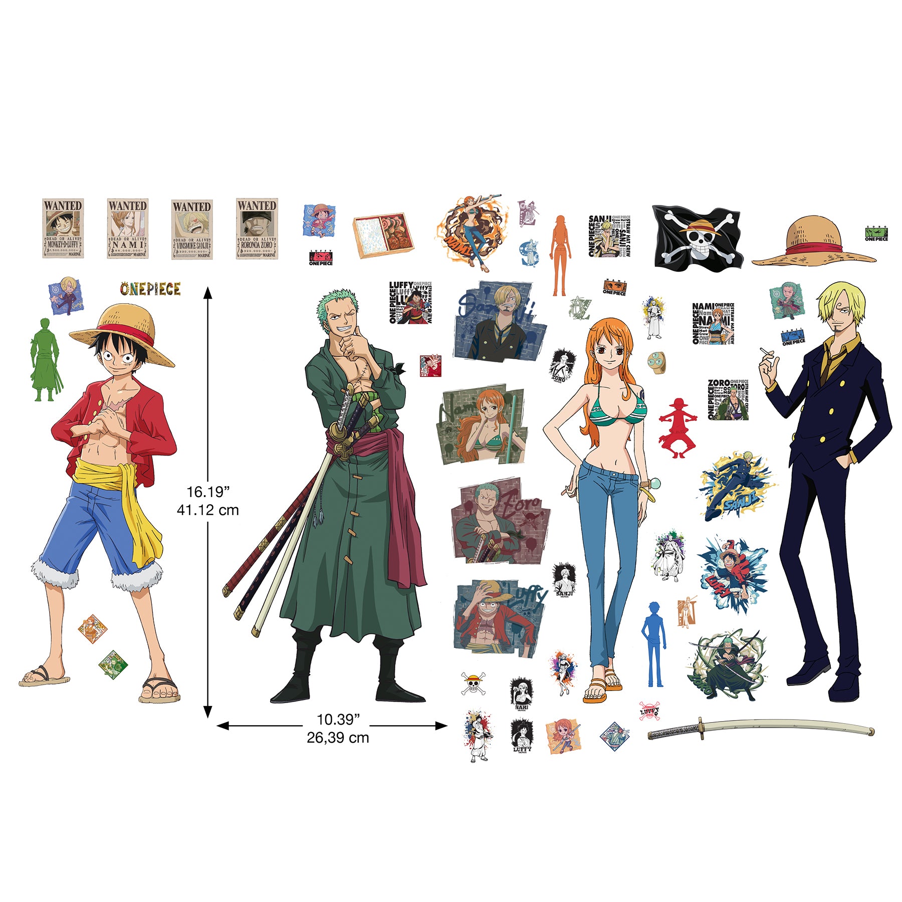 One Piece Anime Straw Hat Crew Peel and Stick Wall Decals Wall Decals RoomMates   