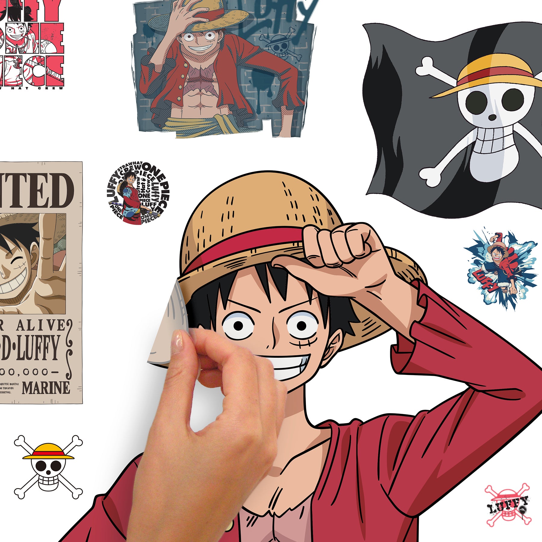 One Piece Anime Luffy Giant Peel and Stick Wall Decals Wall Decals RoomMates   