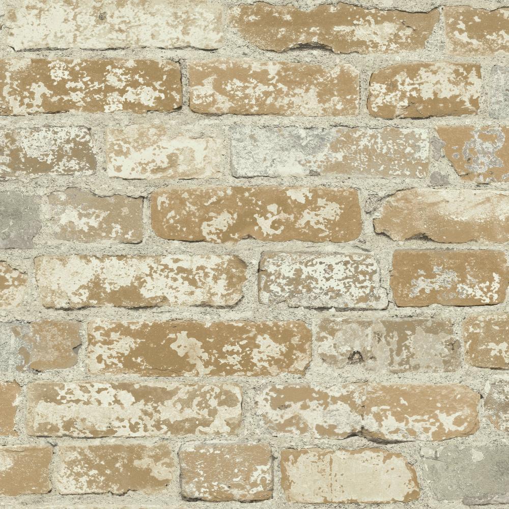 Brick Peel and Stick Wallpaper Peel and Stick Wallpaper RoomMates Roll Brown 