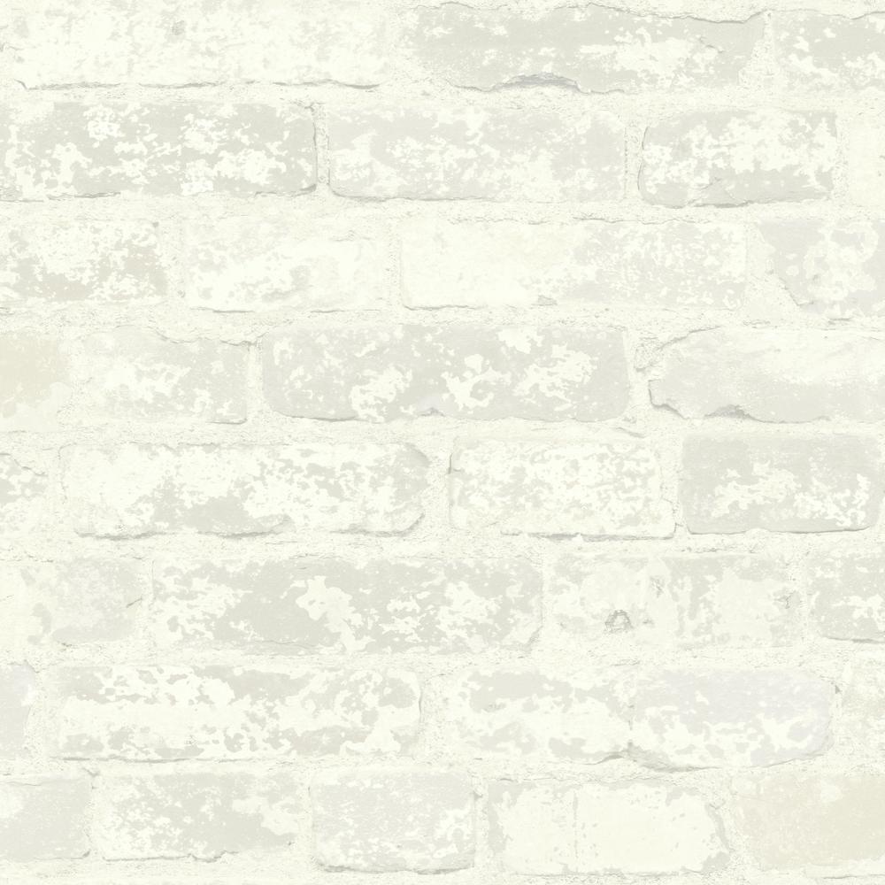 Brick Peel and Stick Wallpaper Peel and Stick Wallpaper RoomMates Roll Off White 