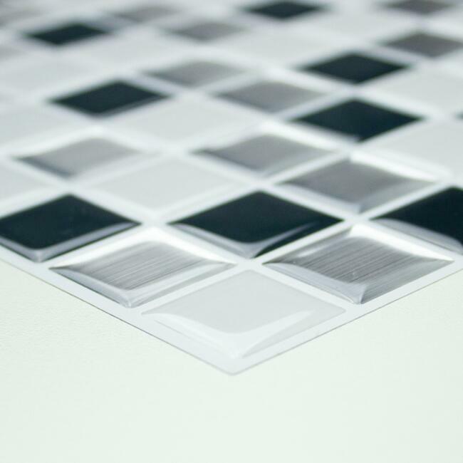Metallic Checkerboard Tile Peel and Stick Backsplash Peel and Stick Backsplash RoomMates   