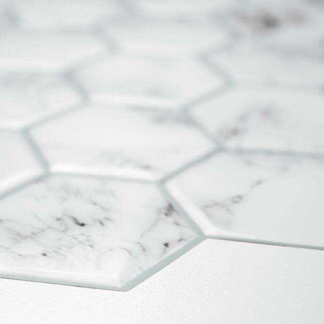 Carrara Marble Hexagon Peel and Stick Backsplash Peel and Stick Backsplash RoomMates   