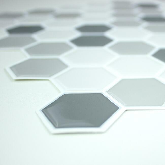 Gray Hexagon Tile Peel and Stick Backsplash Peel and Stick Backsplash RoomMates   