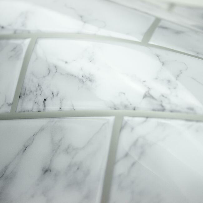 Carrara Marble Subway Peel and Stick Backsplash Peel and Stick Backsplash RoomMates   