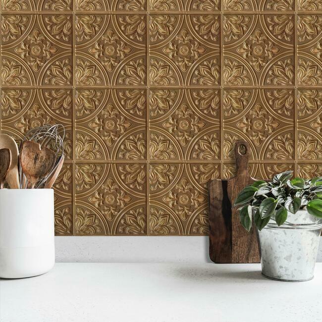 Luxury golden copper selfadhesive wallpaper waterproof and moistureproof  furniture wall stickers Desktop kitchen counter