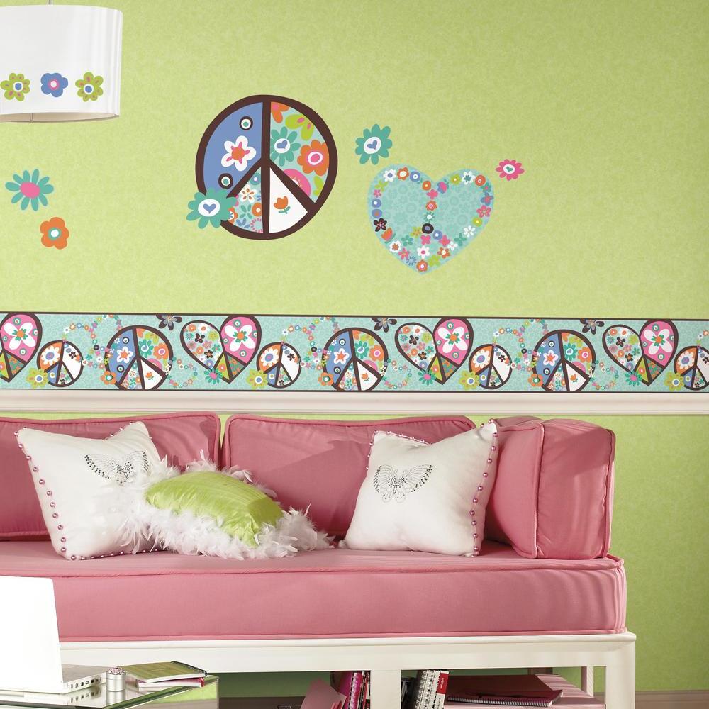 Hearts and Peace Signs Giant Wall Decals Wall Decals RoomMates   