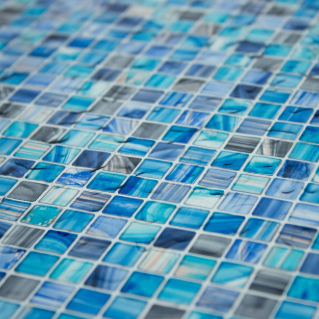 Blue Mosaic Privacy Window Film StickSHADES RoomMates   